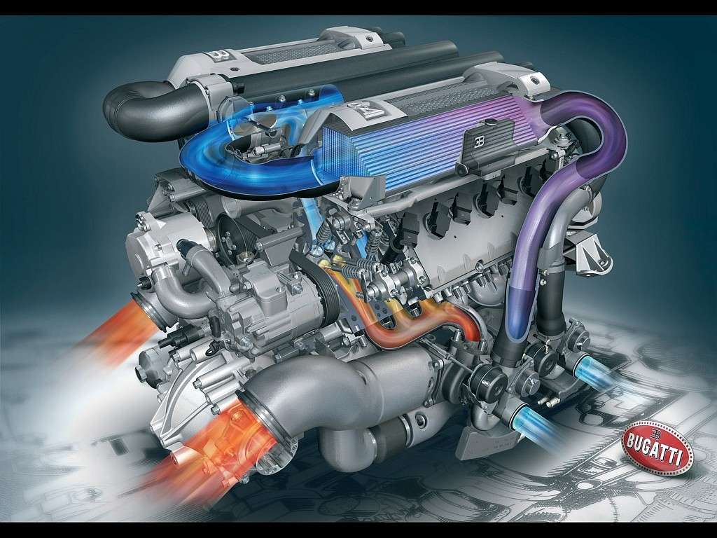 Bugatti Veyron W16 Engine cutaway