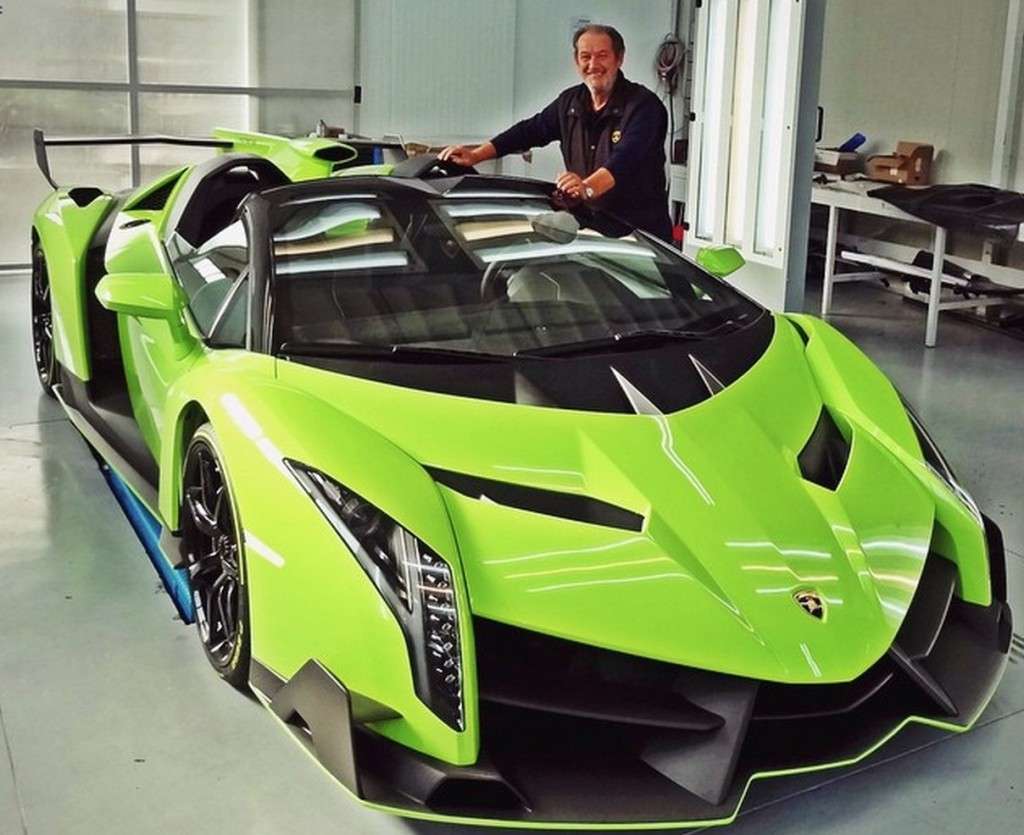 Valentino Balboni with Kris Singh's Veneno Roadster