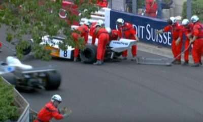 Crane drops McLaren F1 car during Monaco Vintage GP