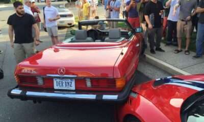 Ferrari 458 Speciale- Classic Merc crash at Cars and coffee-1