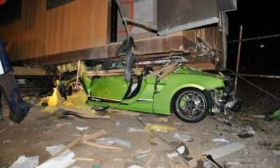 Green Lamborghini Gallardo Superleggera Crash-California-1