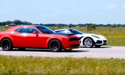 Dodge Challenger Demon vs Hennessey Corvette ZR1-drag race