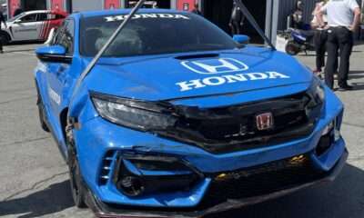 Romain Grosjean Honda Civic pace car crash-Indy car-Laguna Seca