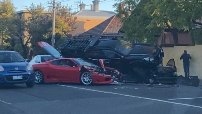 Nissan truck ends up over a Subaru after Ferrari 360 Challenge Stradale ...