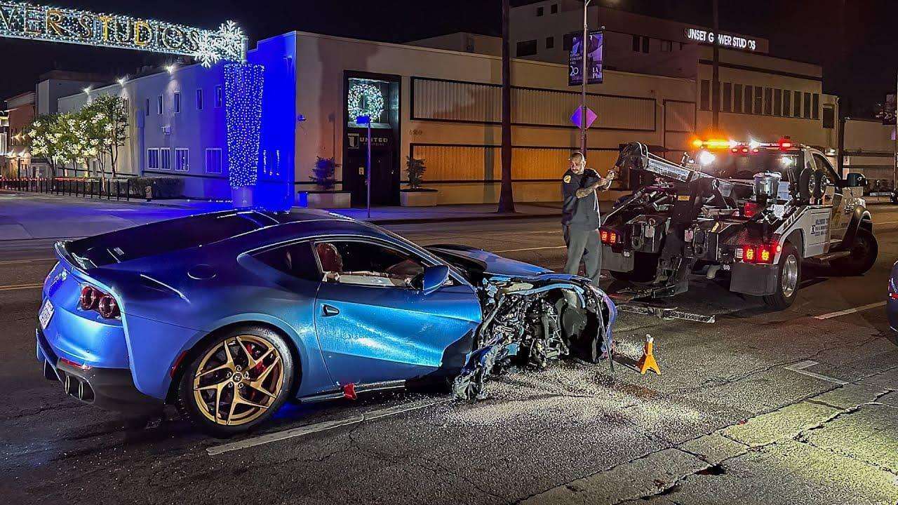 Michael B Jordan Ferrari crash-LA