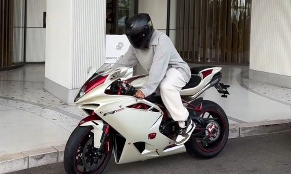 Lewis Hamilton spotted riding his MV Agusta superbike in Monaco