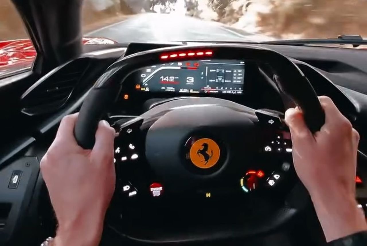 Watch a racing driver thrash a Ferrari F80 on a public road