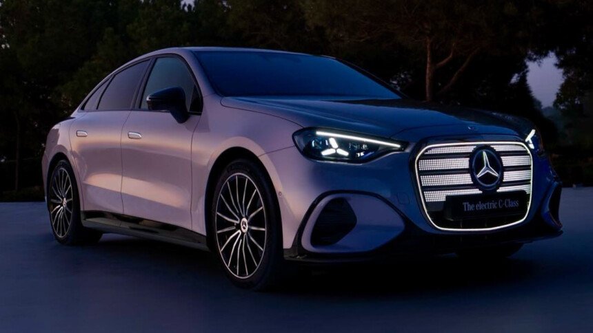 2026 mercedes benz c class ev front quarter leaked