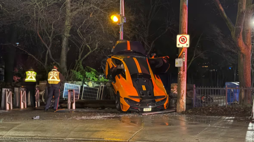 Bright orange McLaren crashes in Toronto