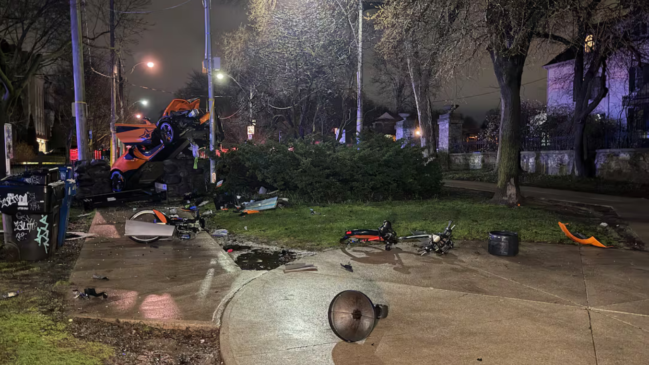 Bright orange McLaren crashes in Toronto