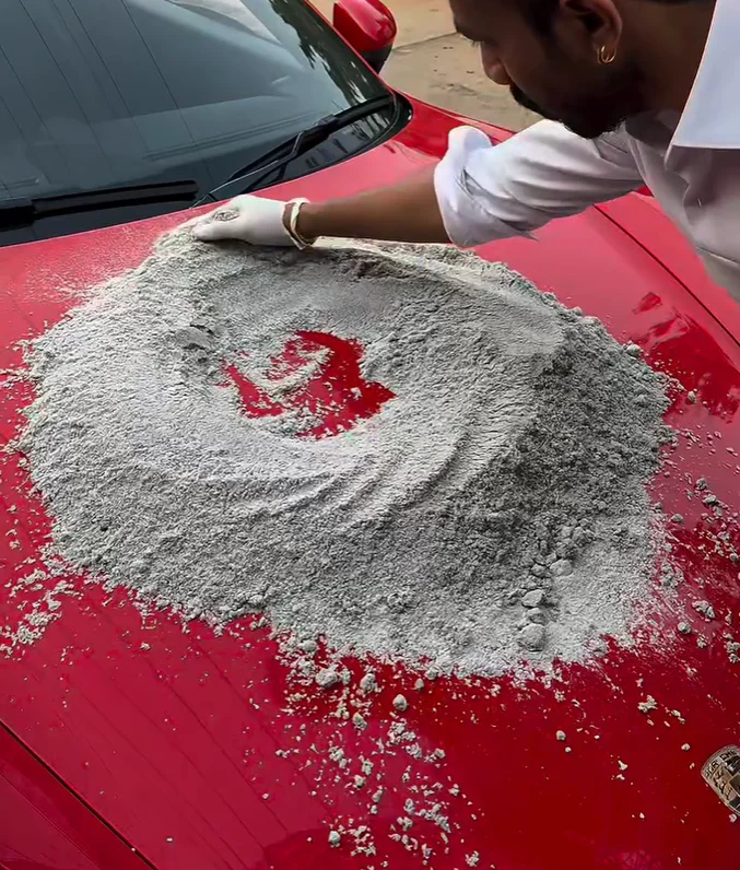 mixing concrete on porsche boxter