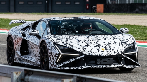 2027 Lamborghini Revuelto SV prototype's high-speed fly-by