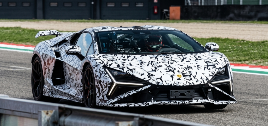 2027 Lamborghini Revuelto SV prototype's high-speed fly-by