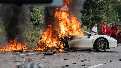 Ferrari 458 crash in Malaysia