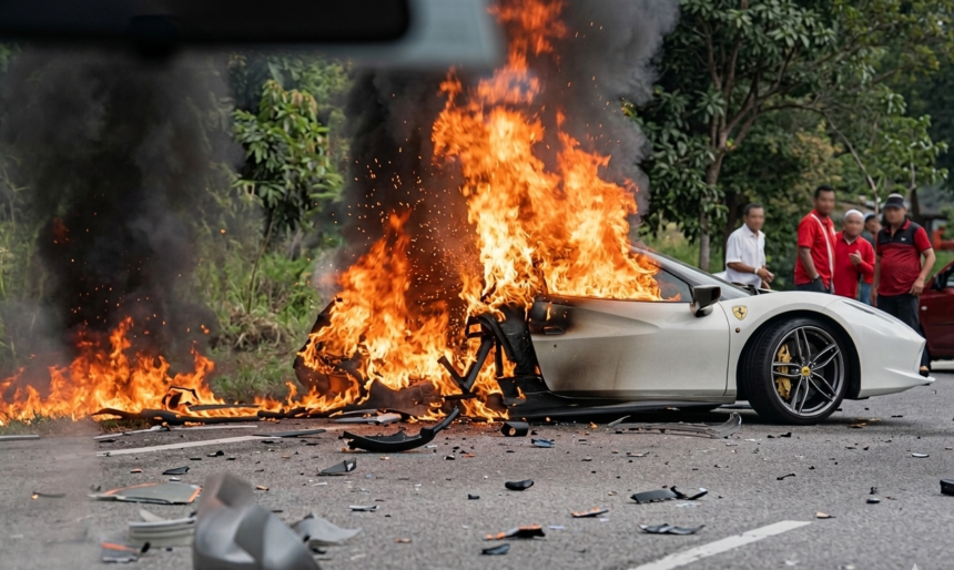 Ferrari 458 crash in Malaysia