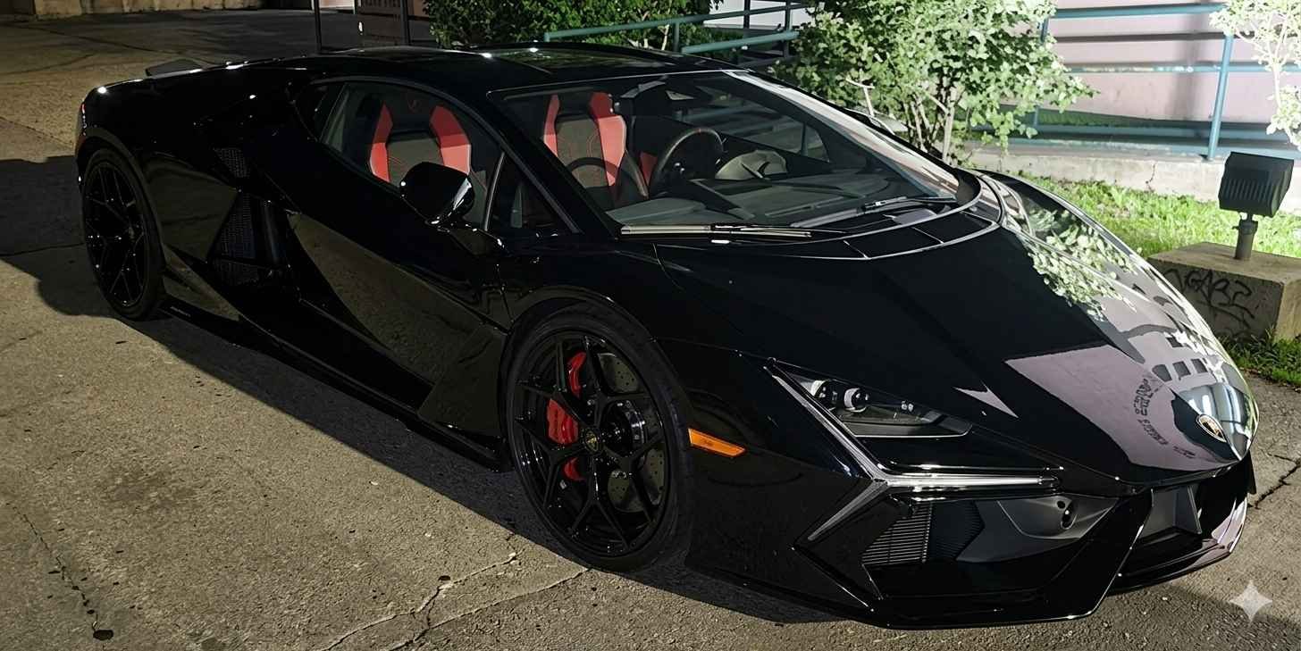 black Lamborghini Revuelto-overspeeding