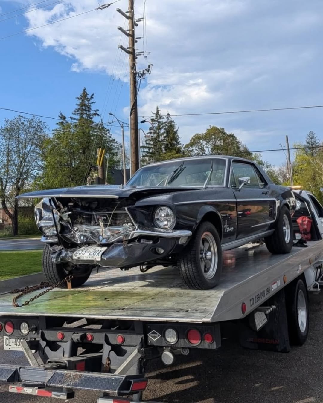ford mustang on a flatbed