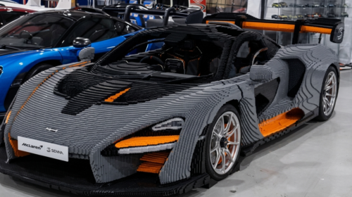 full-size Lego McLaren Senna starts up