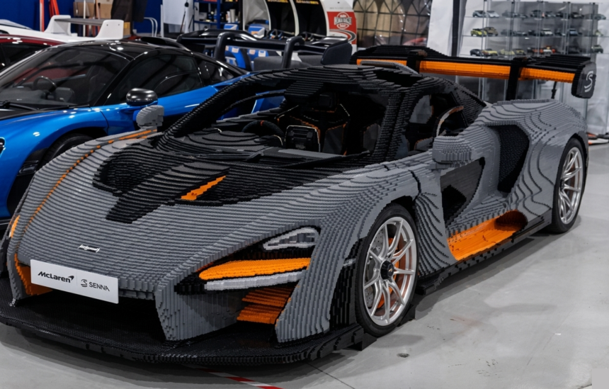 full-size Lego McLaren Senna starts up