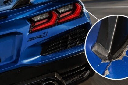 Chevrolet Corvette ZR1 paint damage-rear wing