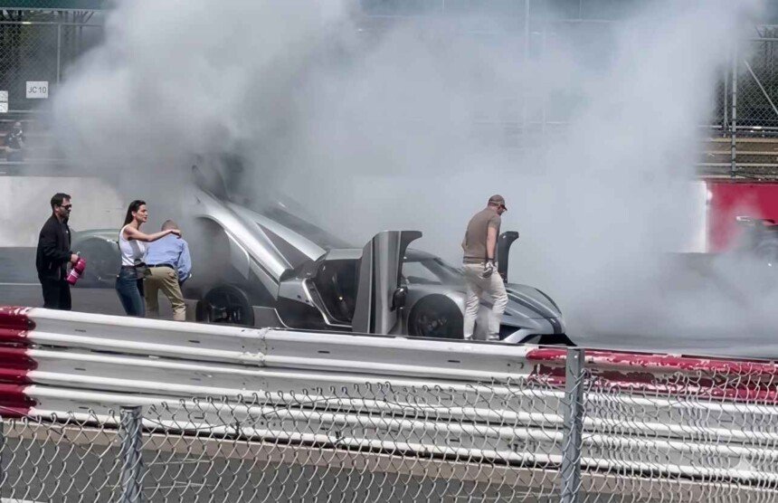 Koenigsegg Regera caught fire during the SCD Secret Meet at Silverstone