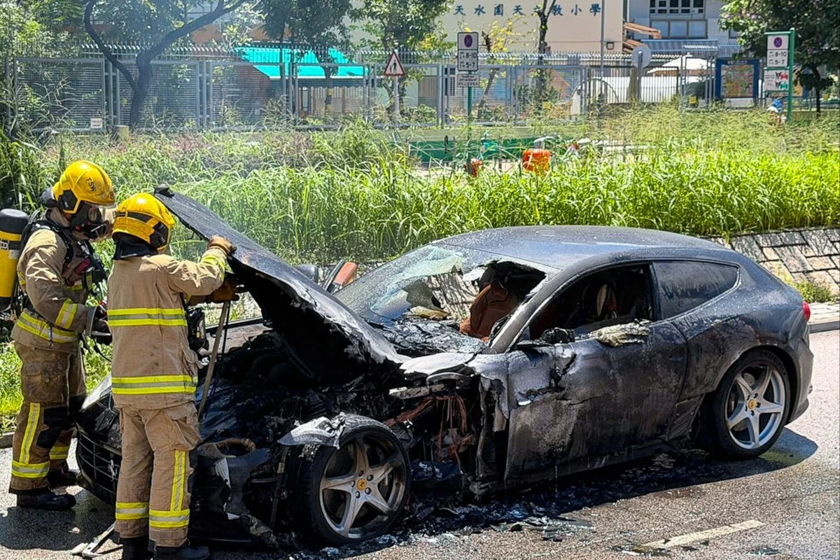 ferrari fire in hong kong