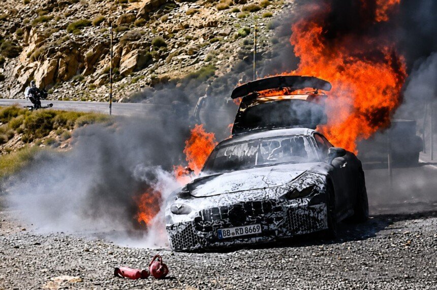Mercedes-AMG GT facelift prototype-fire-2