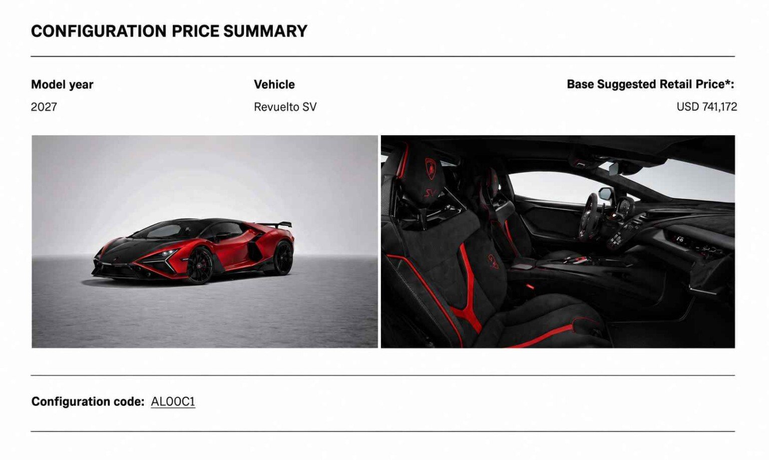 Lamborghini Revuelto SV price in America-order sheet (2)