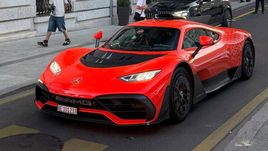 orange mercedes-amg one-geneva