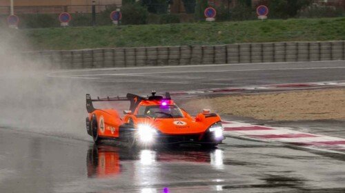 McLaren MCL HY Le Mans Hypercar-track-testing in wet conditions